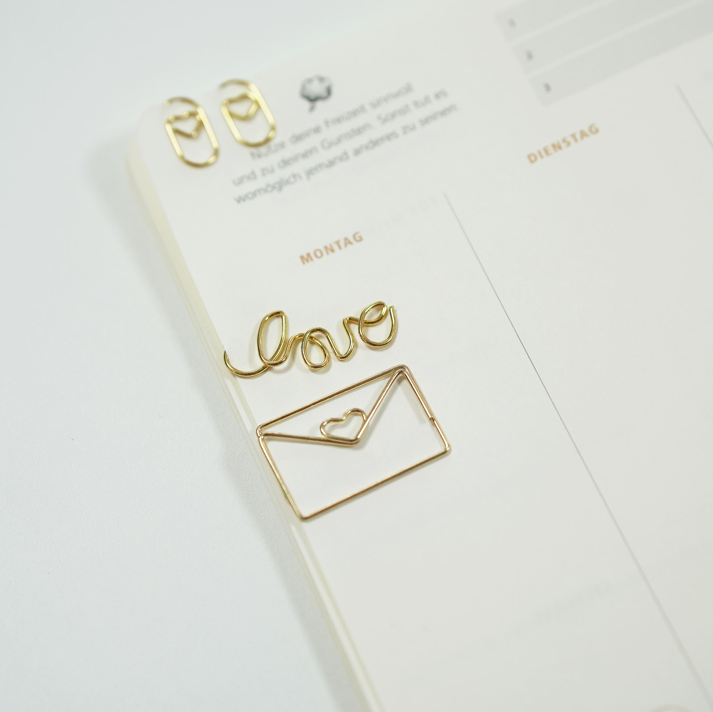 4er Set »Love Letter Clips« Dekor-Klammern aus Metall