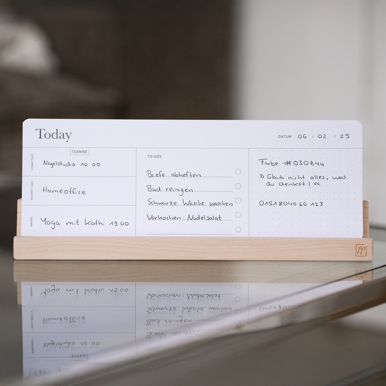 Desk Planner (Holzsockel mit Karten nach Wahl)