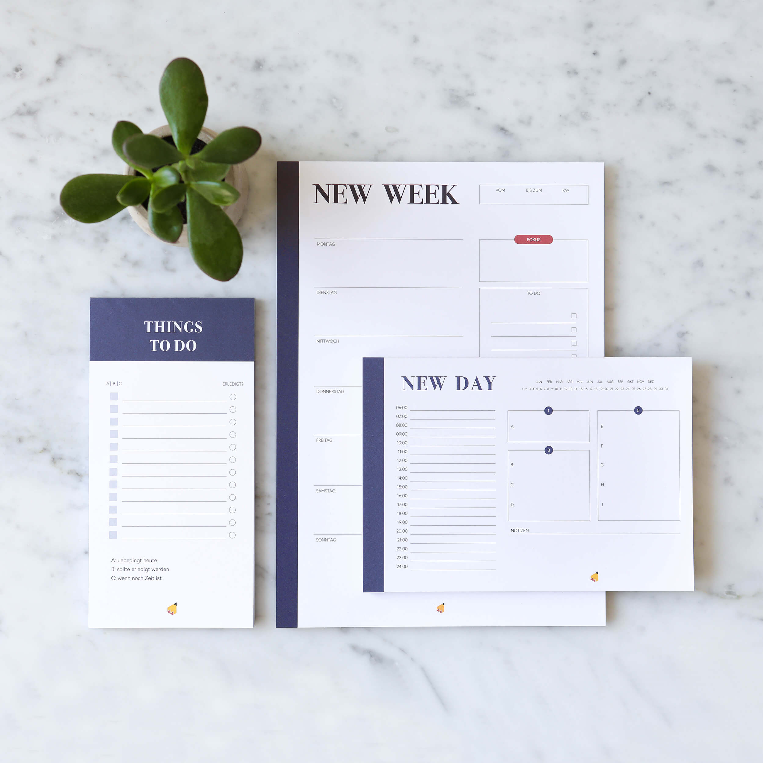 3er-Set: Wochenplaner + Tagesplaner + To-do-Liste