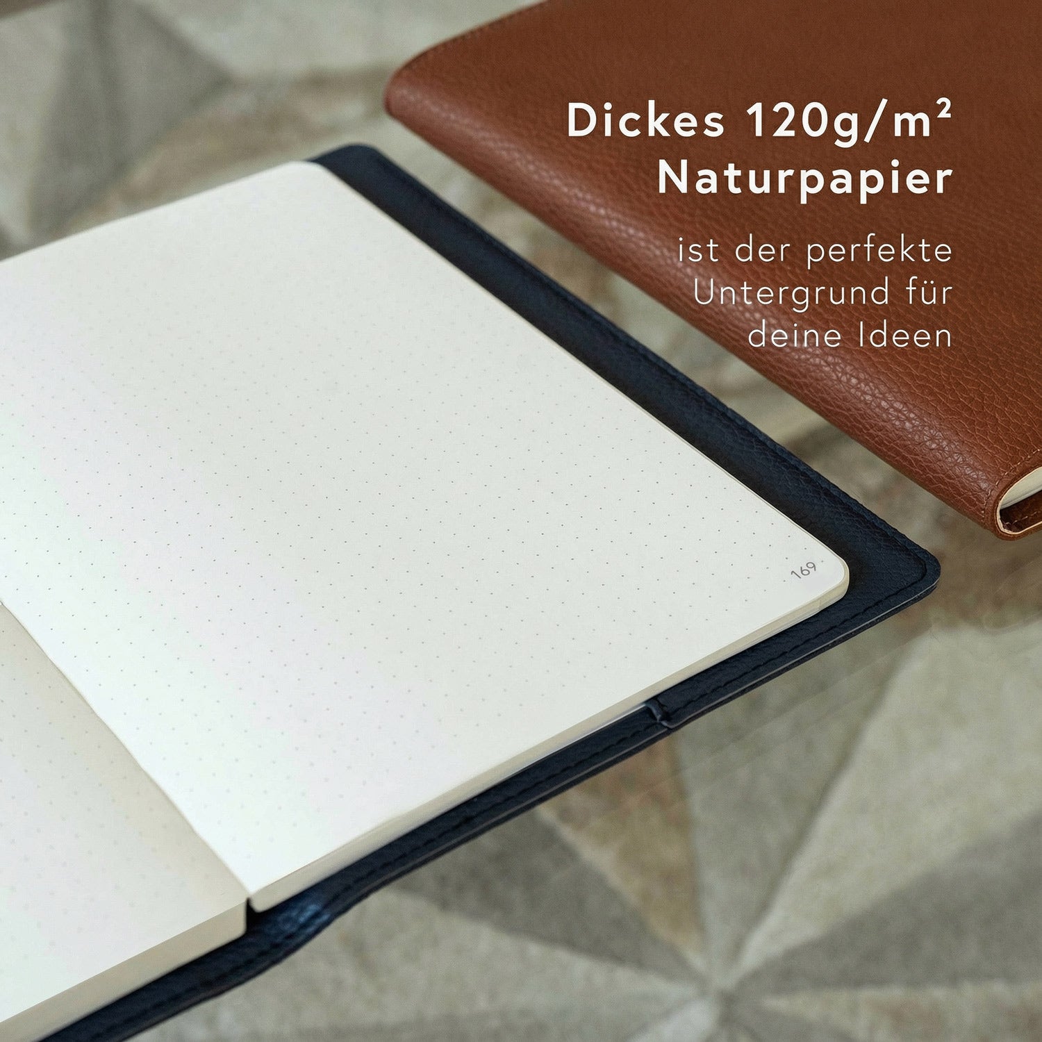 Notizbuch mit Punktraster + Seitenzahlen