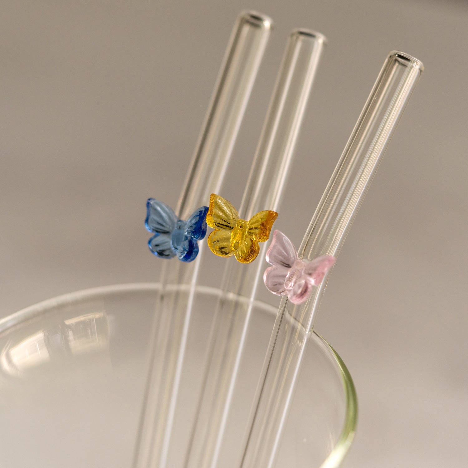 Glas-Strohhalme »Schmetterlinge« (3er-Set)