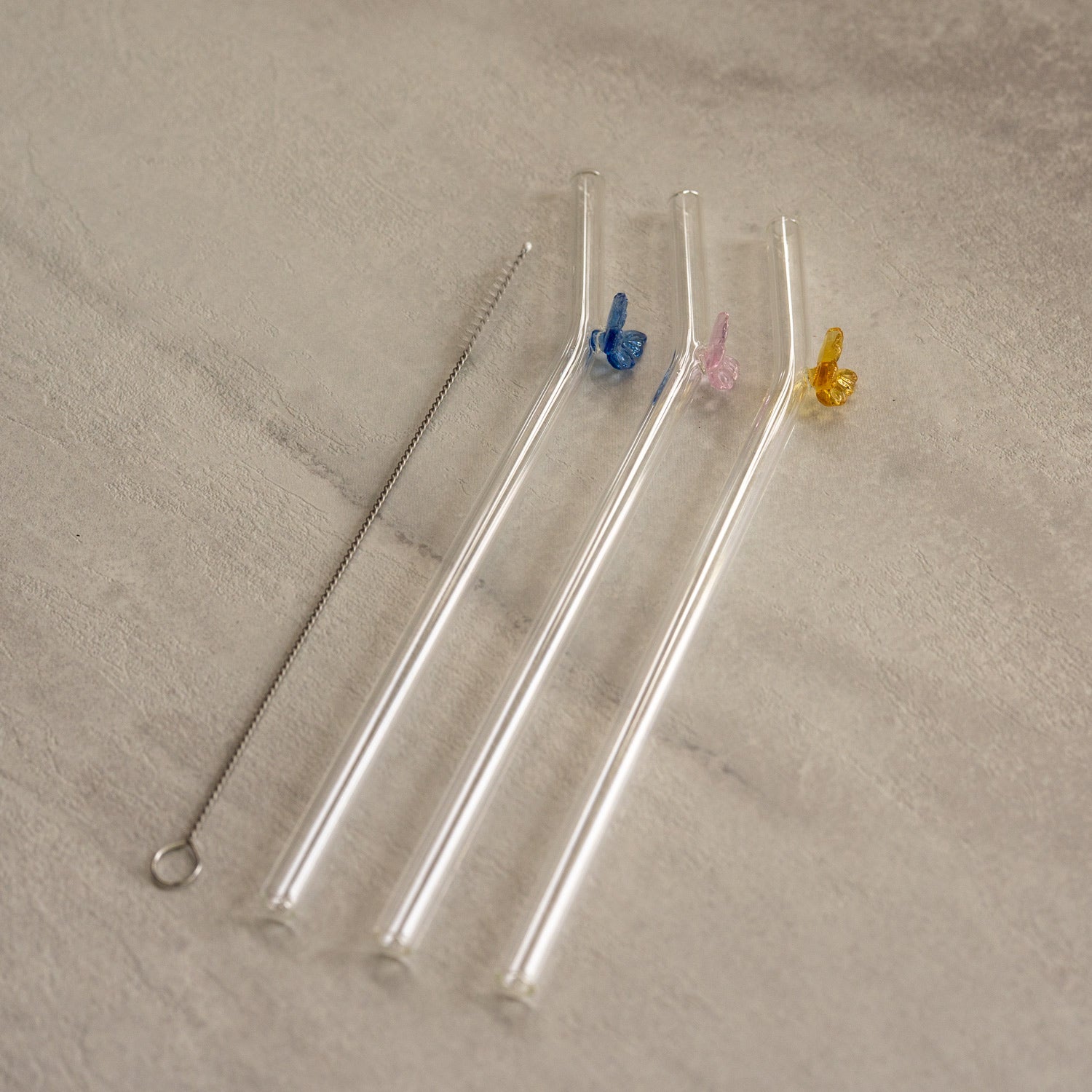 Glas-Strohhalme »Schmetterlinge« (3er-Set)