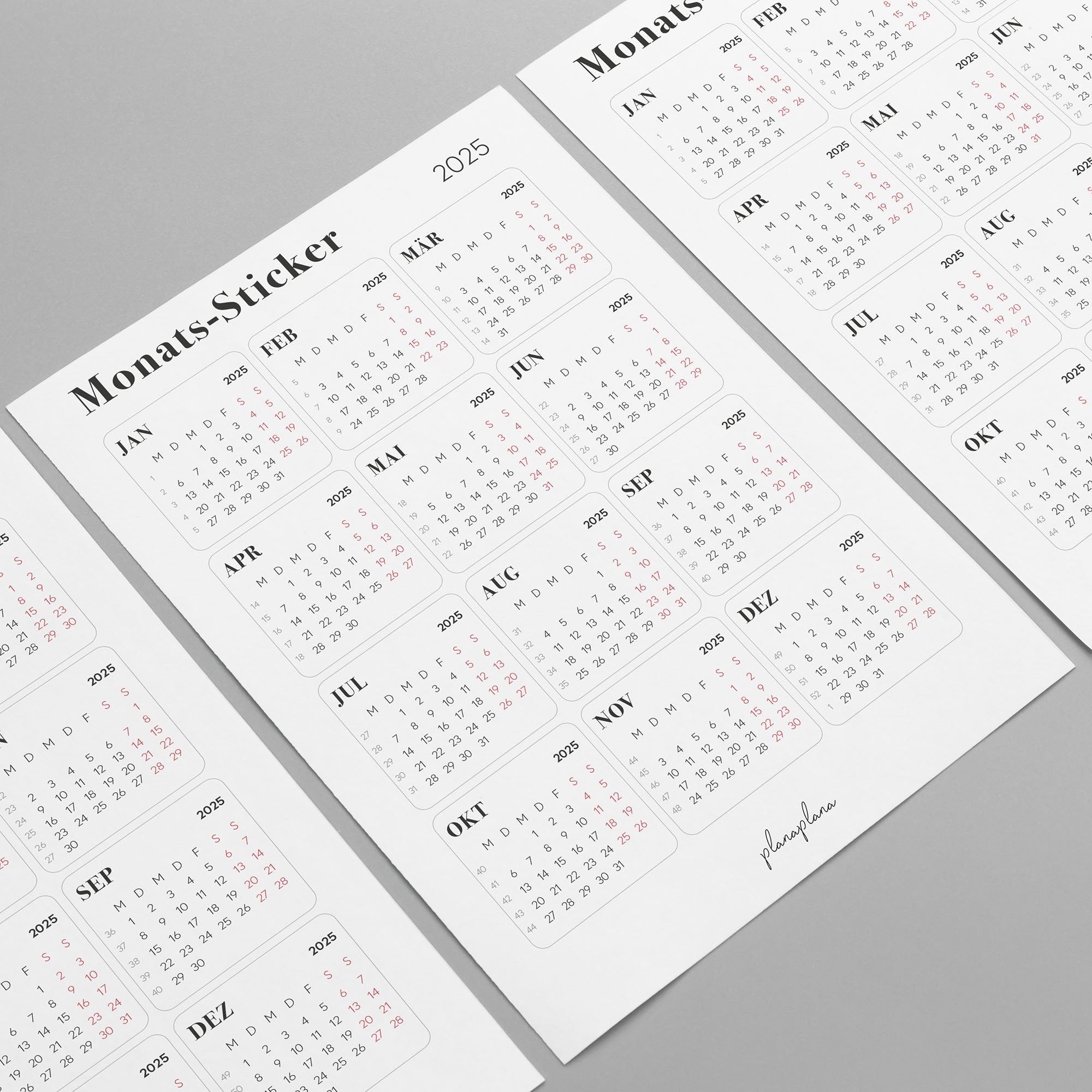 Datierte Kalender-Sticker (2026 & 2027) - planaplana