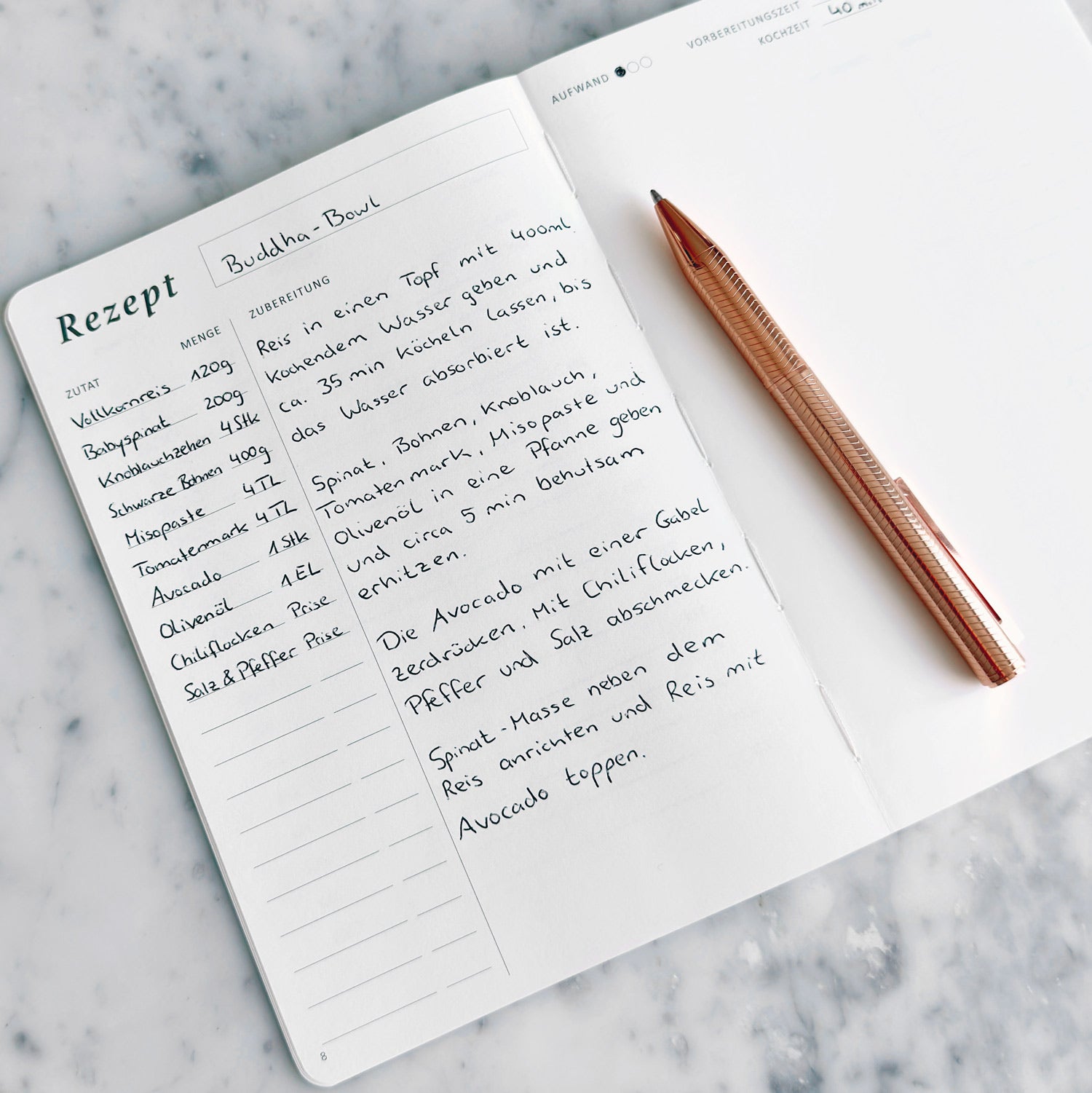 Rezeptbuch zum Ausfüllen