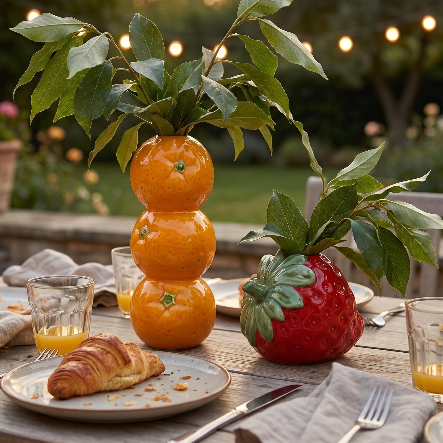 Handbemalte Steingut-Vase »Orange Tower«