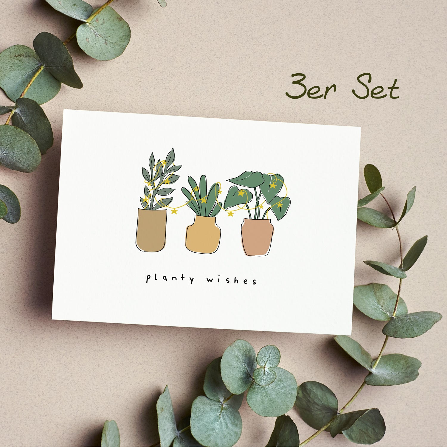 3er Set Postkarten "Planty Wishes" DIN A6